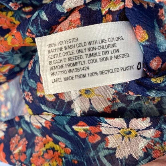 Mossimo Floral Blouse Wrap Style Semi Sheer Long Sleeve Top,  Medium 👚 - Picture 5 of 8